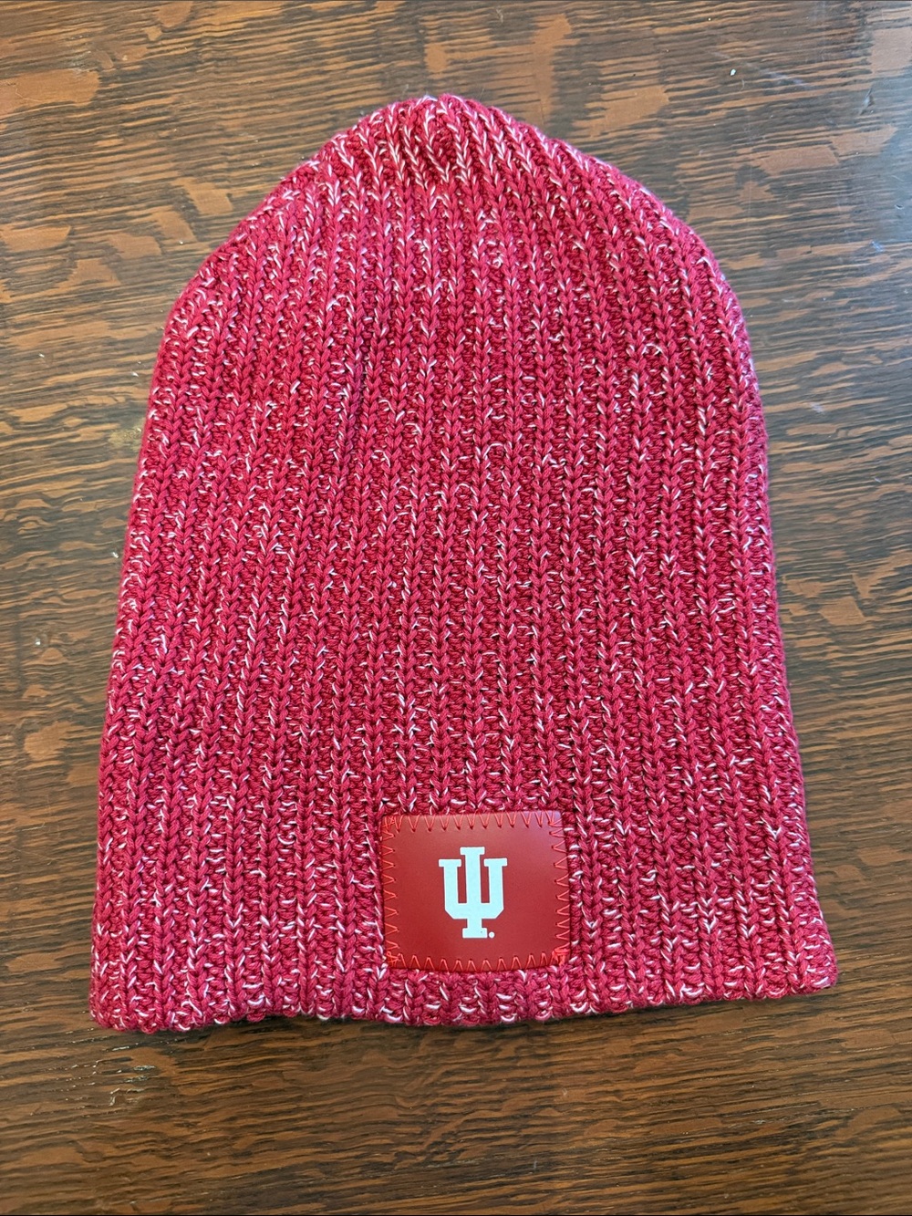 Love Your Melon Red and White Marled Knit Beanie